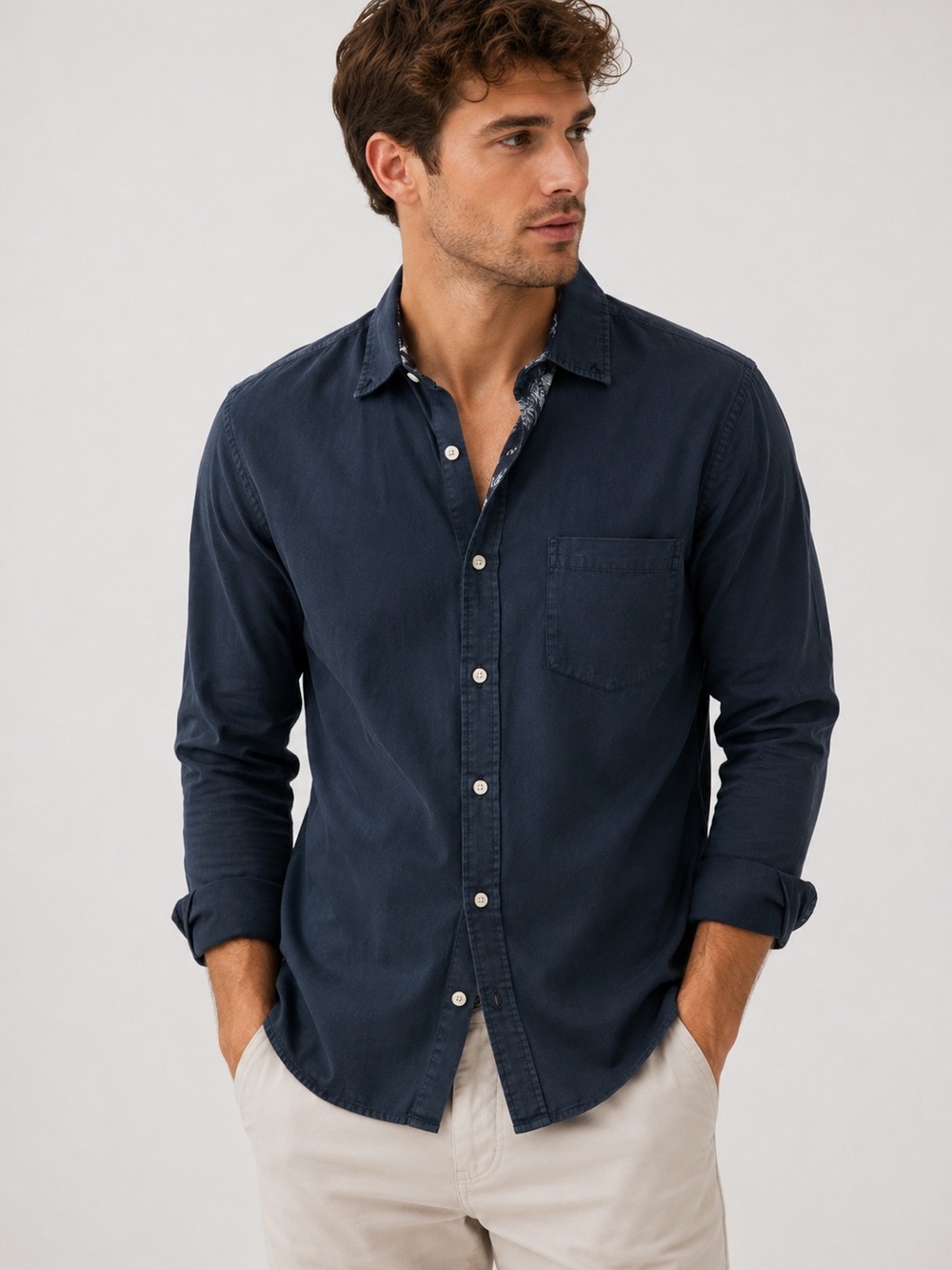 Amazon TeC Cool Navy lightweigr button down shirt M